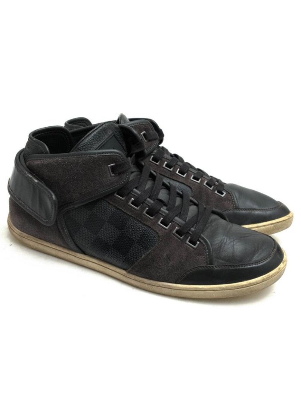 Louis Vuitton Shoes Sneakers High Cut Men Leather Gray Damier Graphite - Picture 3 of 9